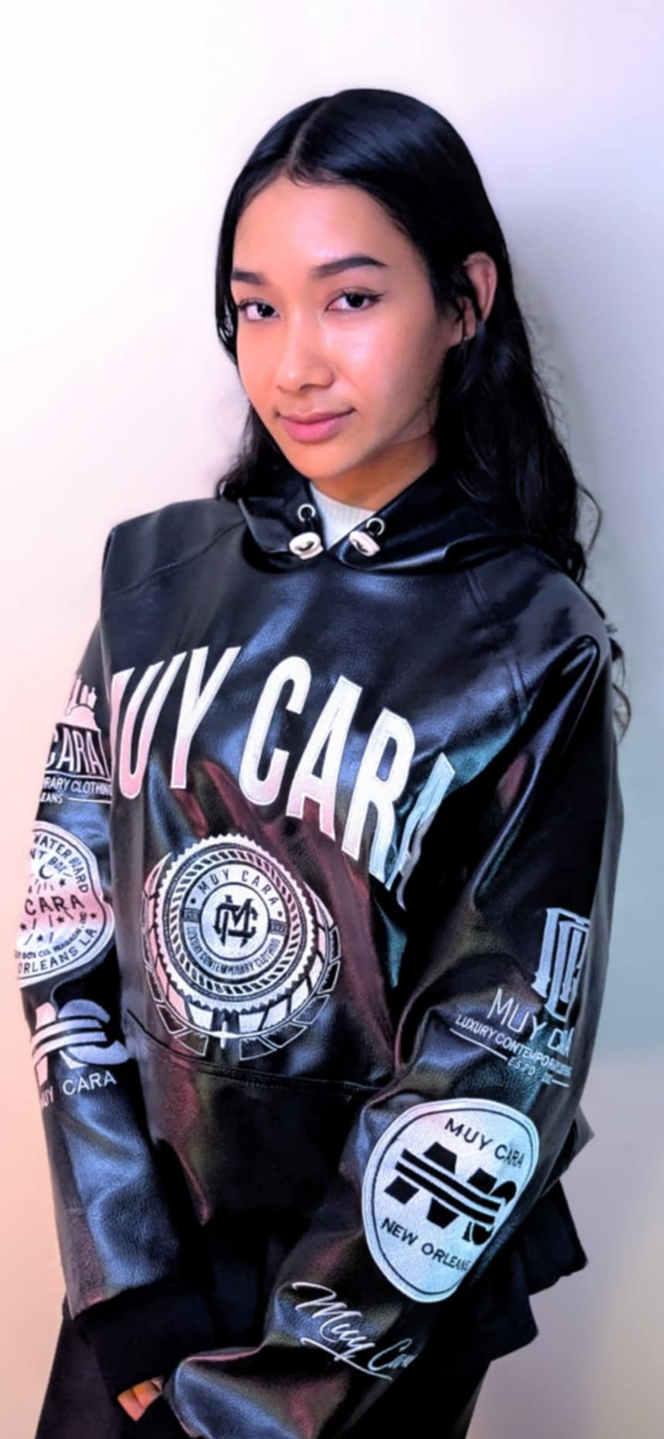 Unisex 100% Vegan Leather Logo Hoody