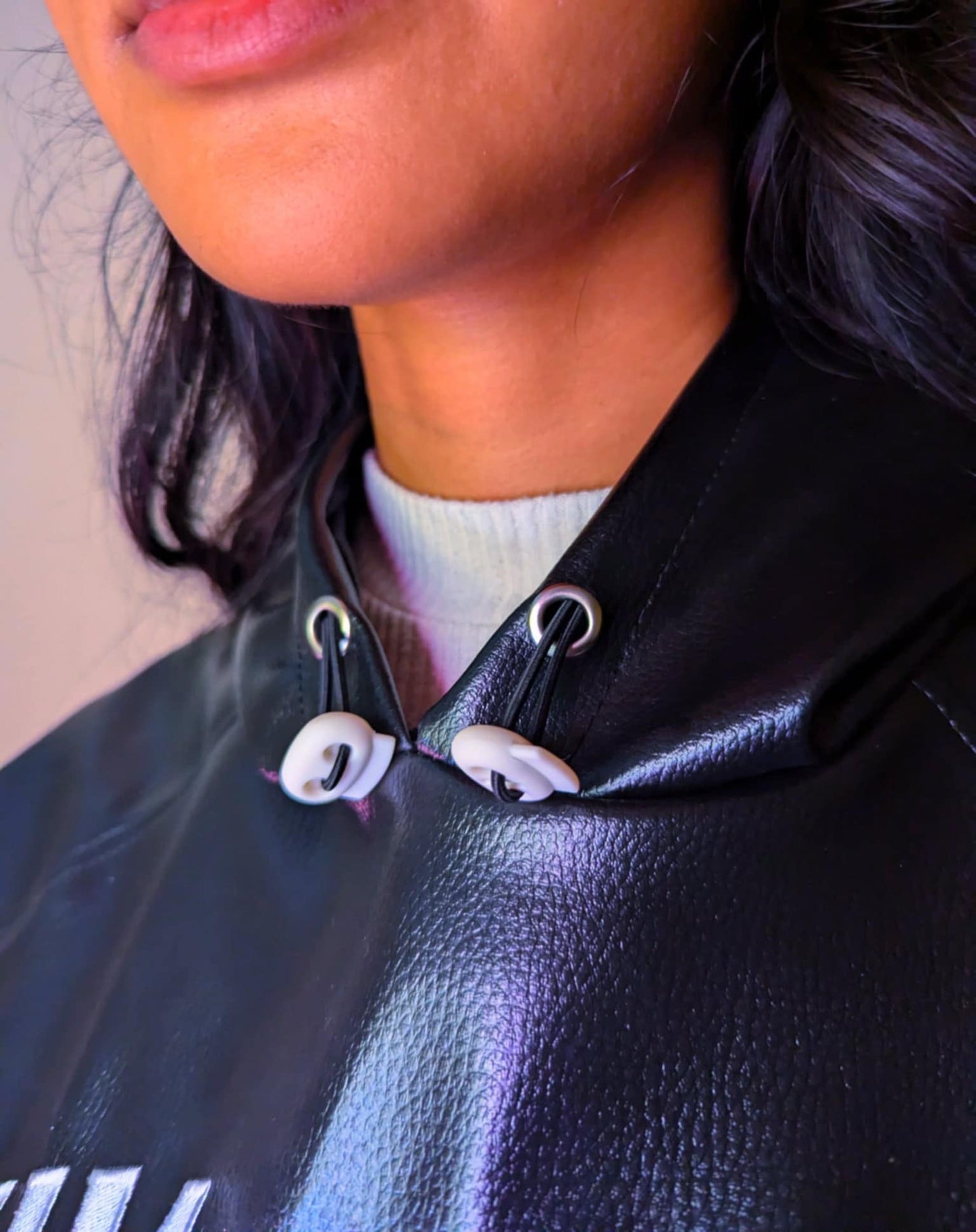 Unisex 100% Vegan Leather Logo Hoody