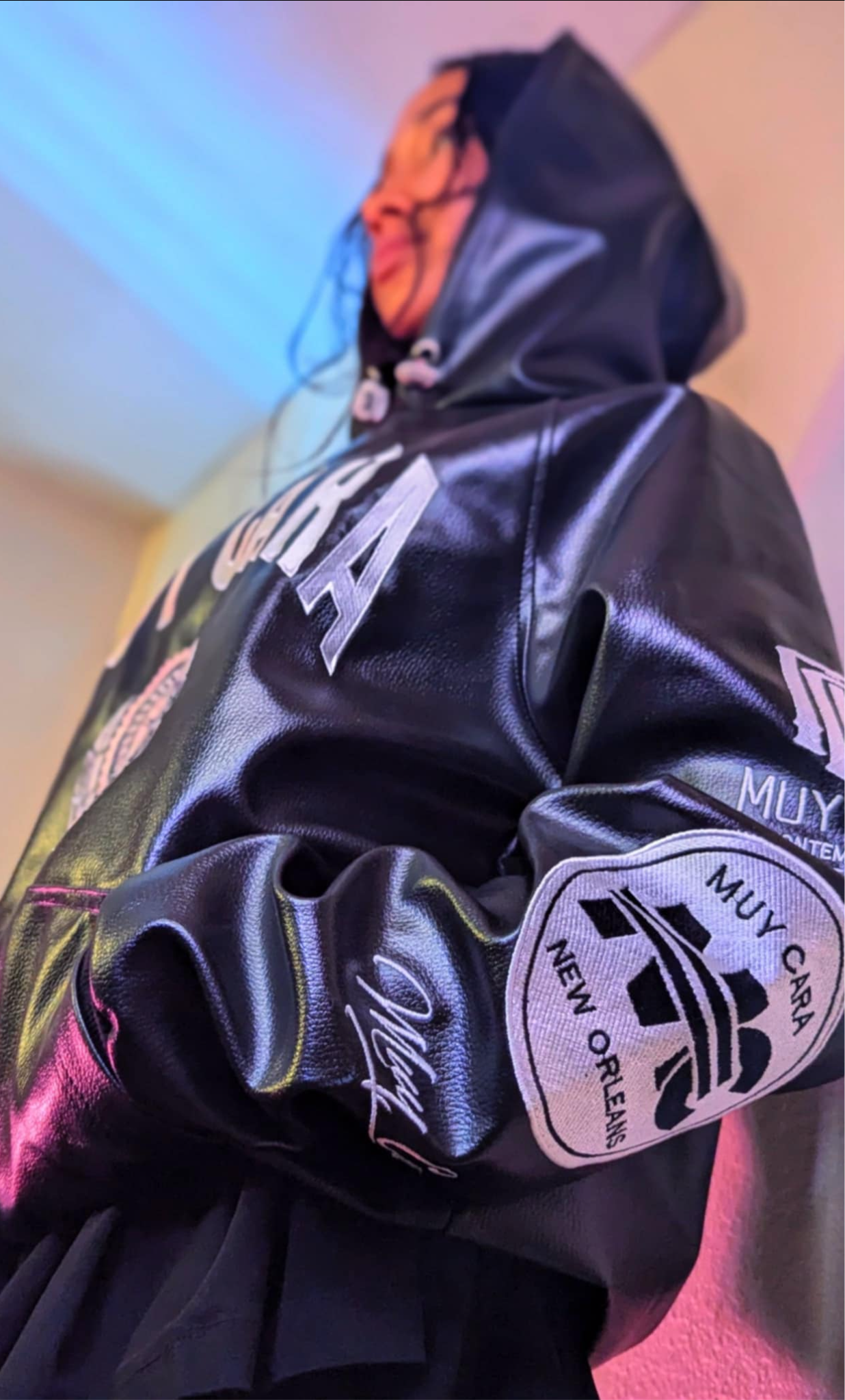 Unisex 100% Vegan Leather Logo Hoody