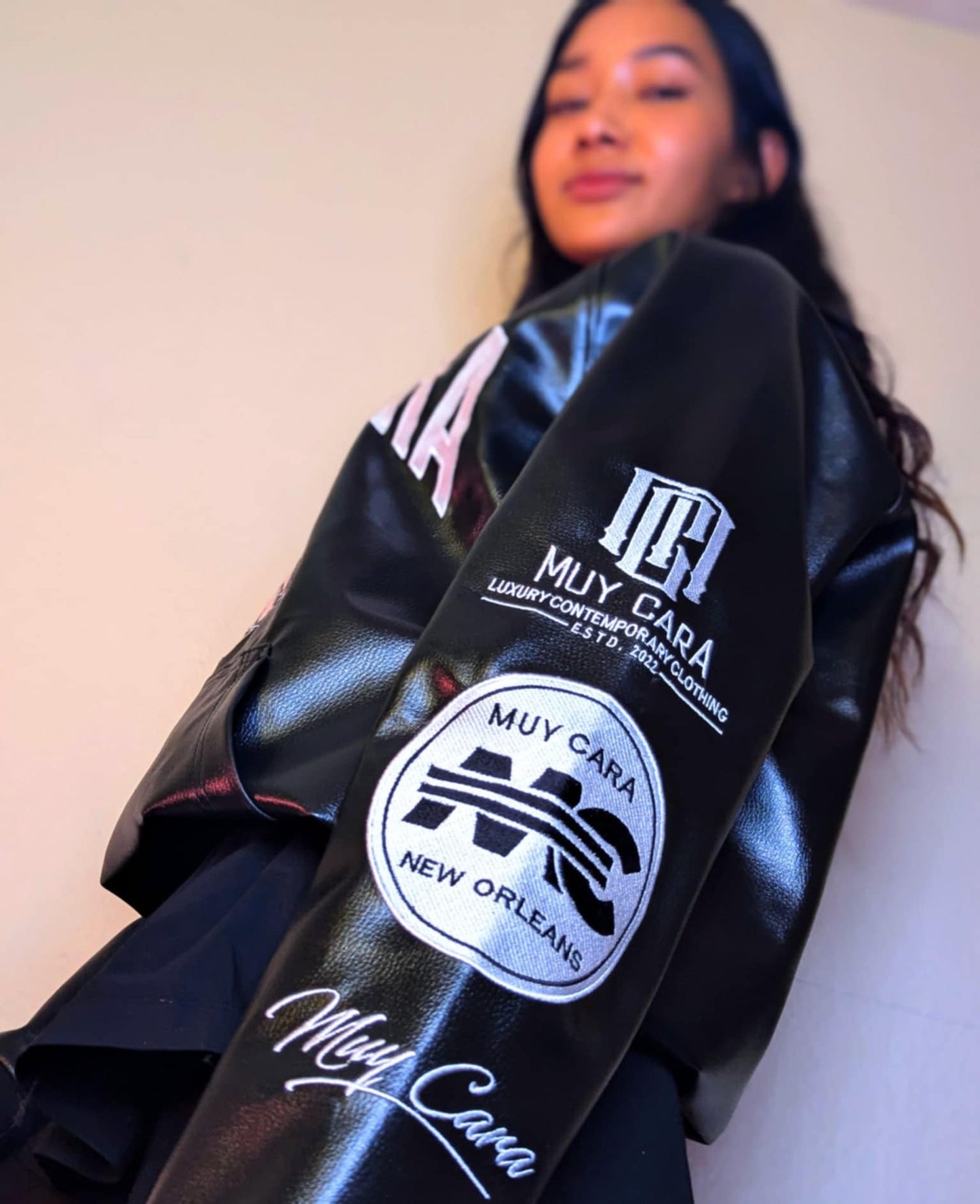 Unisex 100% Vegan Leather Logo Hoody