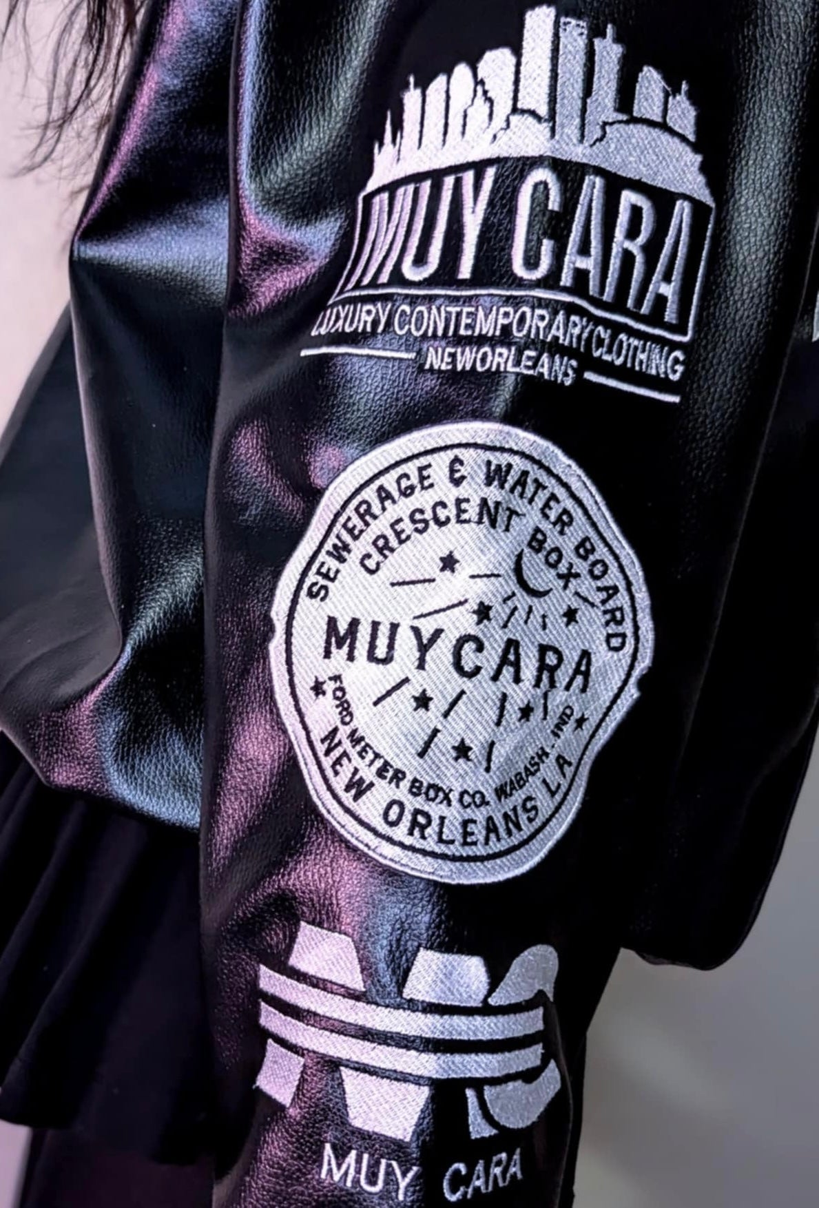 Unisex 100% Vegan Leather Logo Hoody