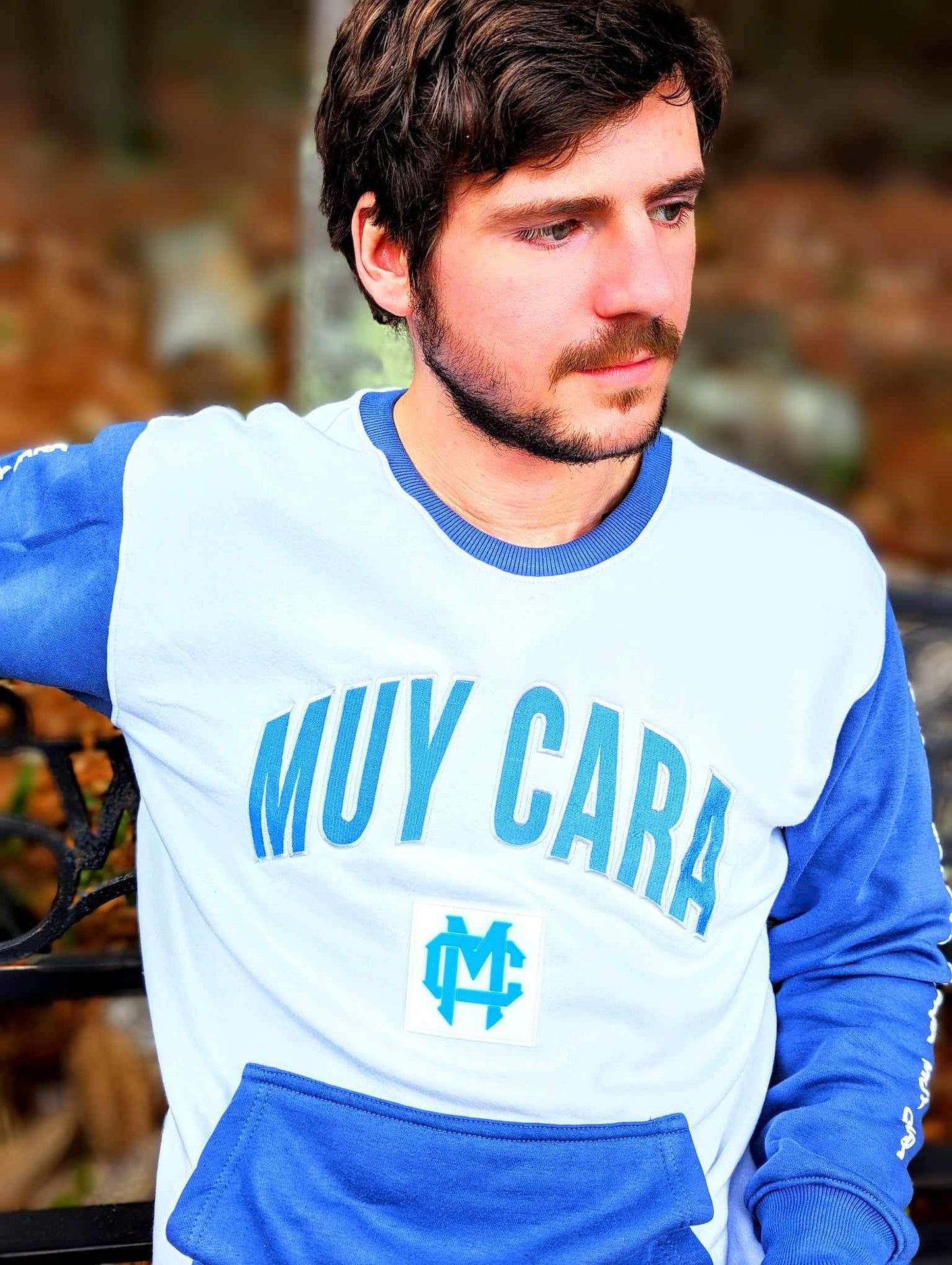 Baby Blue and White Crewneck - www.muycara.com