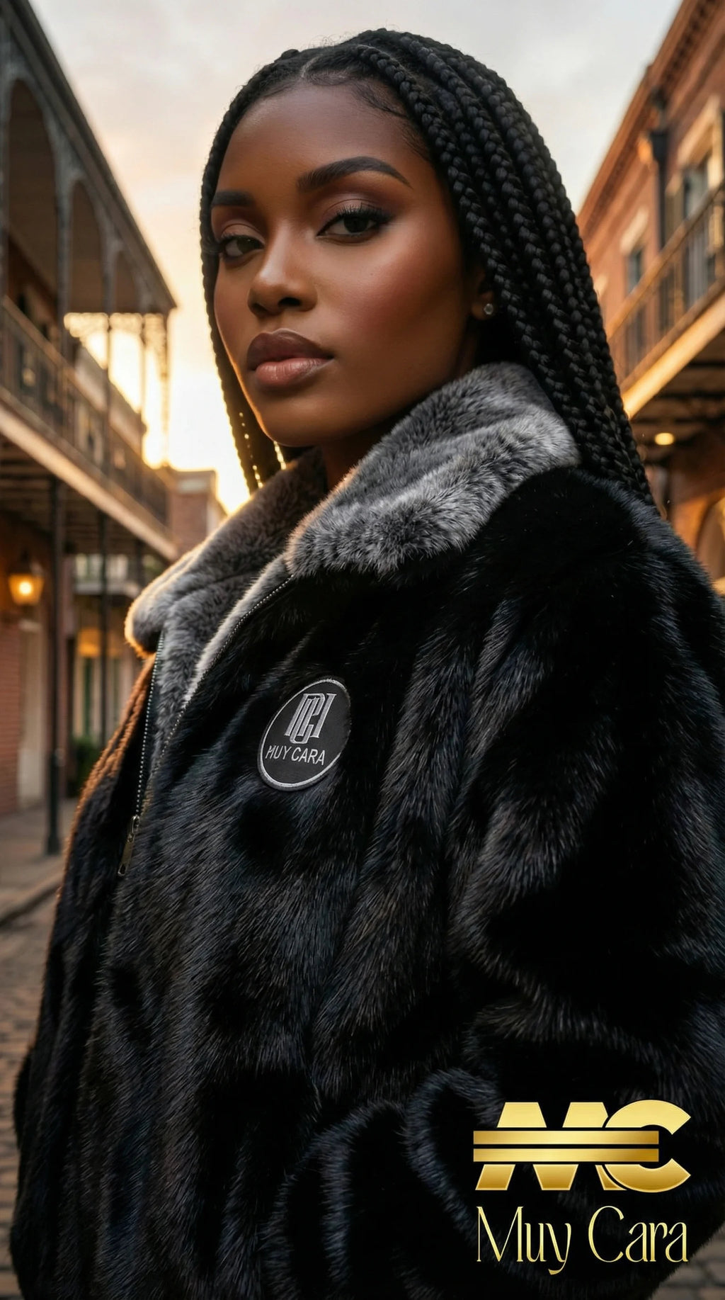 “NEWEST RELEASE” Muy Cara Unisex “Black Ice” Luxe Fur Bomber