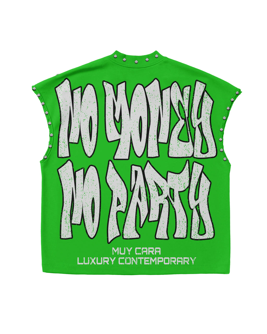 “No Money No Party" Unisex Cropped Boxy Sleeveless Tee - www.muycara.com