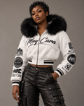 Muy Cara Women’s 100% Leather Crop Top Fur Hoody