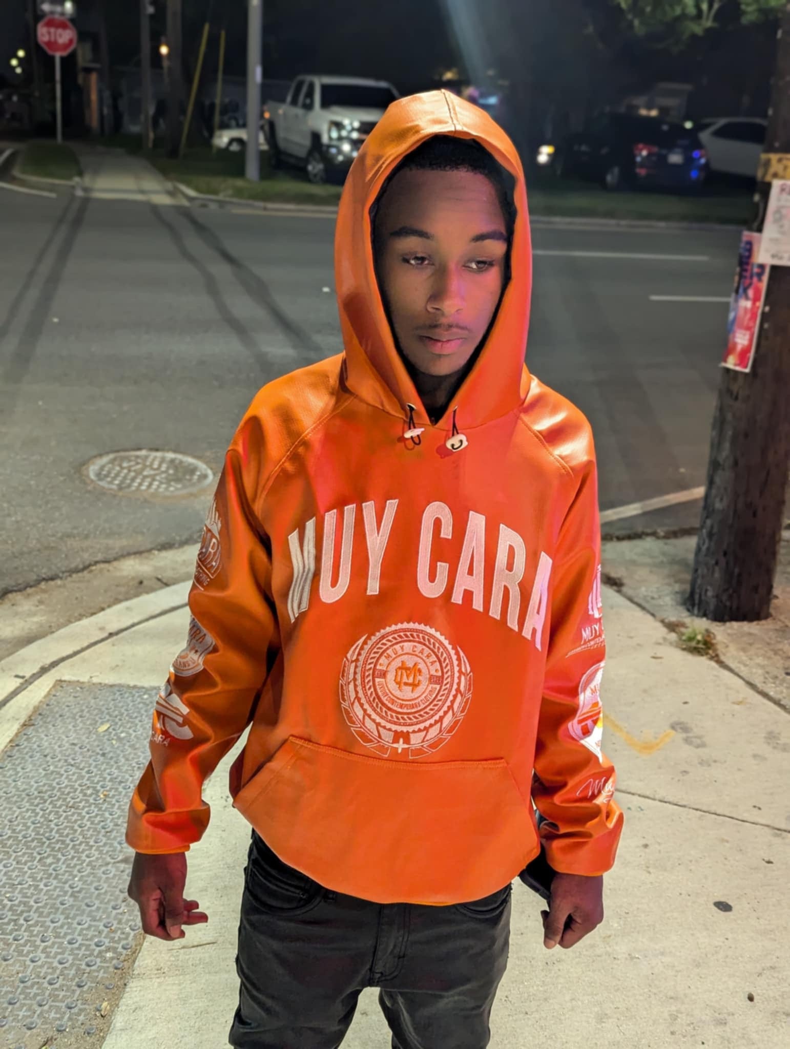 Unisex 100% Vegan Leather Logo Hoody - www.muycara.com