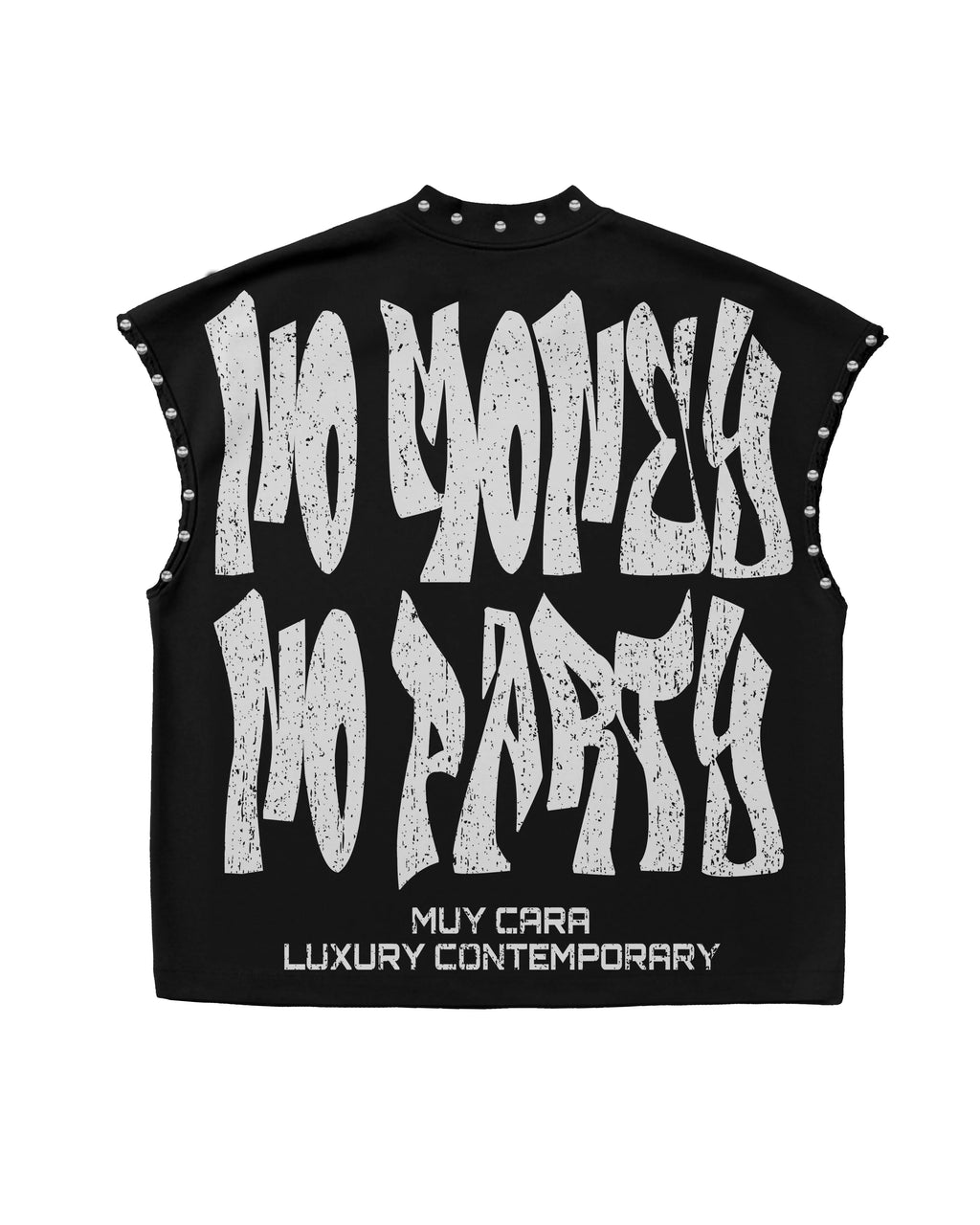 "No Money No Party" Unisex Cropped Boxy Sleeveless Tee - www.muycara.com