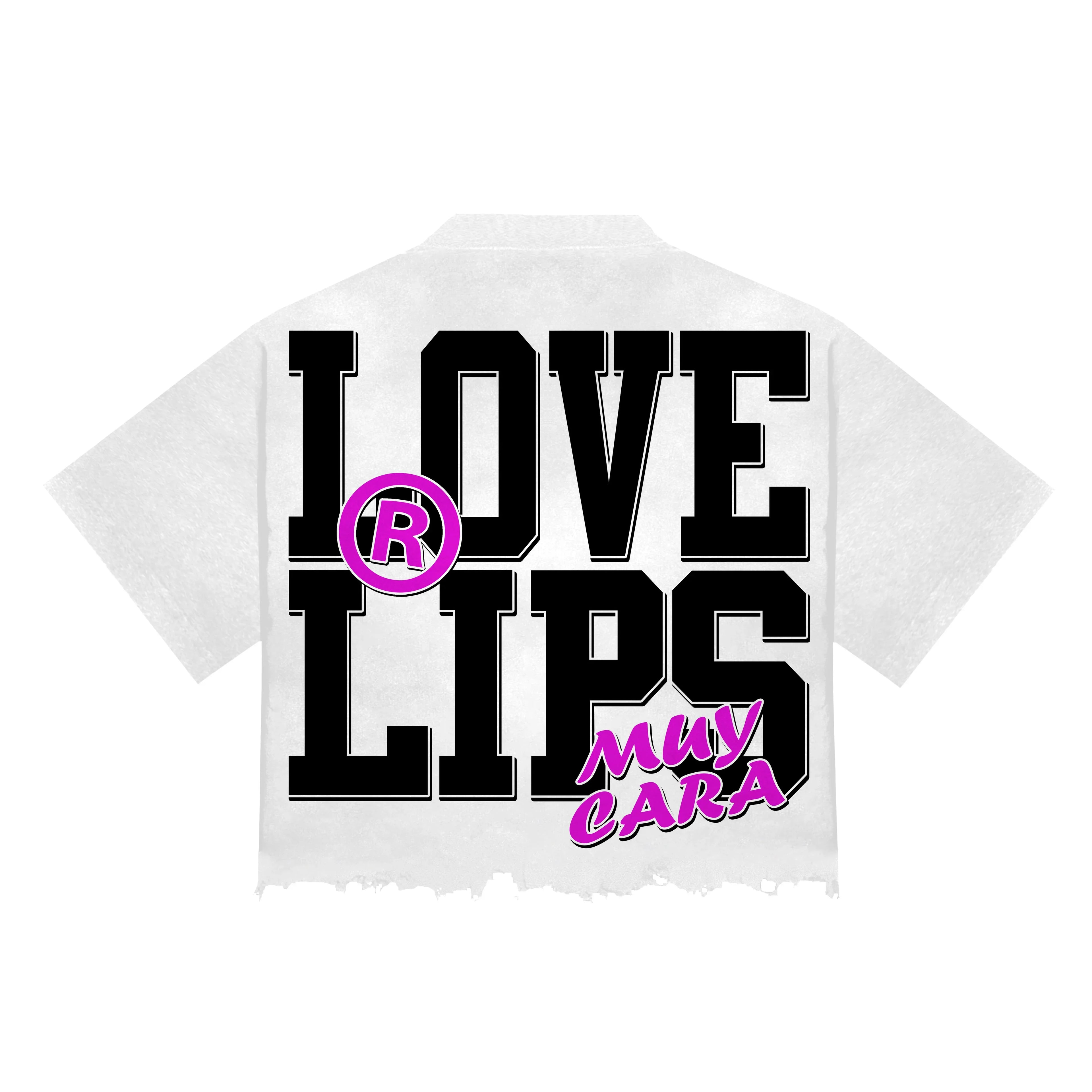 “Love Lips” Unisex Boxy Distressed Hem Crop Tee - www.muycara.com