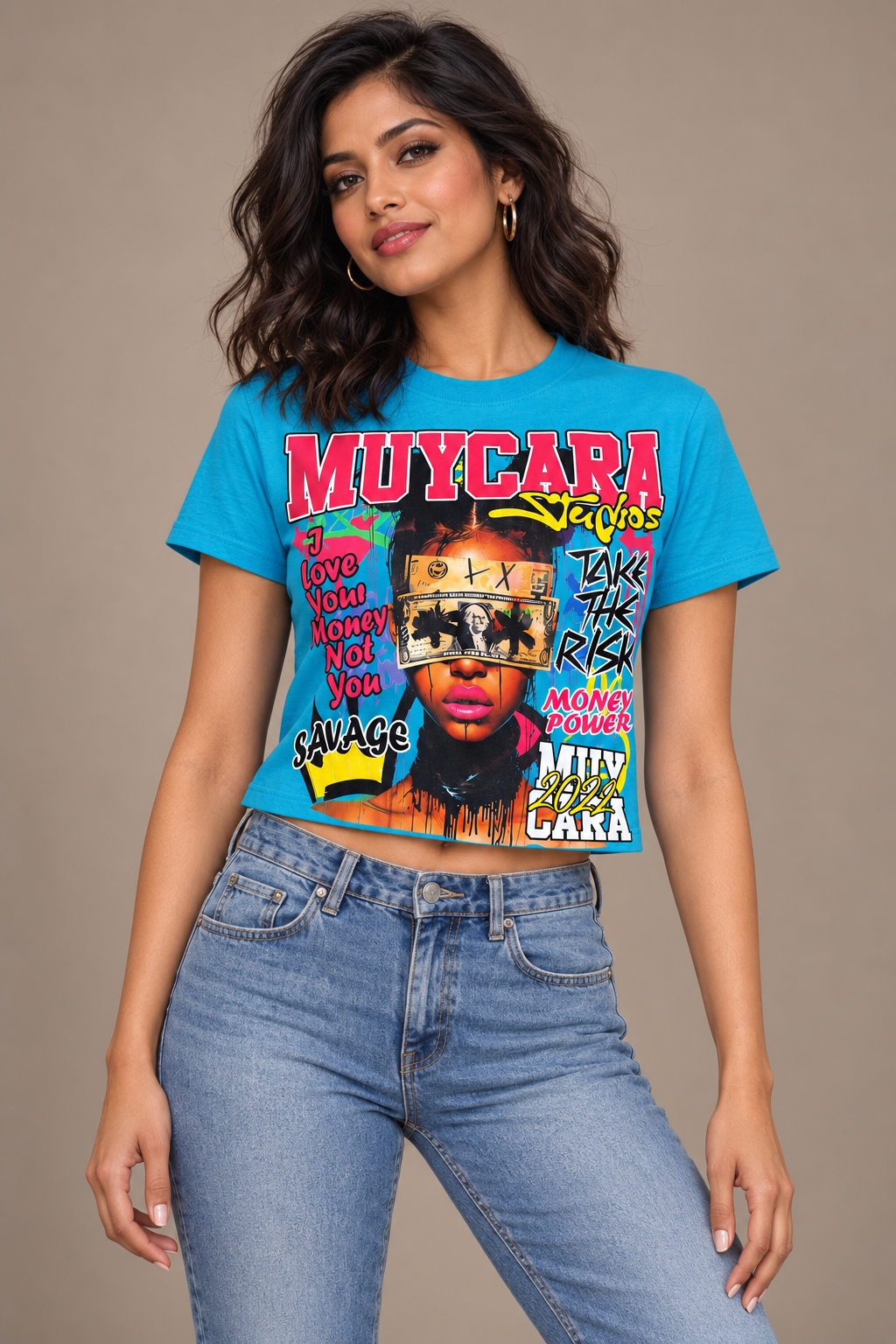 Muy Cara “Take The Risk – Money Power” Luxury Women’s Streetwear Graphic Tee