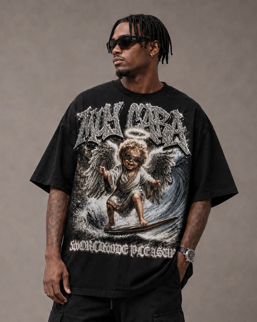 Muy Cara™ Guardian Wave”Rhinestone Box Tee
