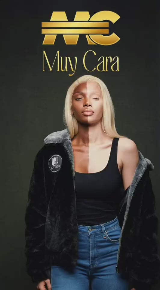 “NEWEST RELEASE” Muy Cara Unisex “Black Ice” Luxe Fur Bomber